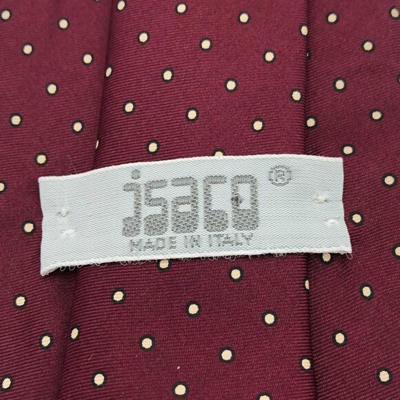 Isaco Red White Silk Tie - Picture 3 of 4